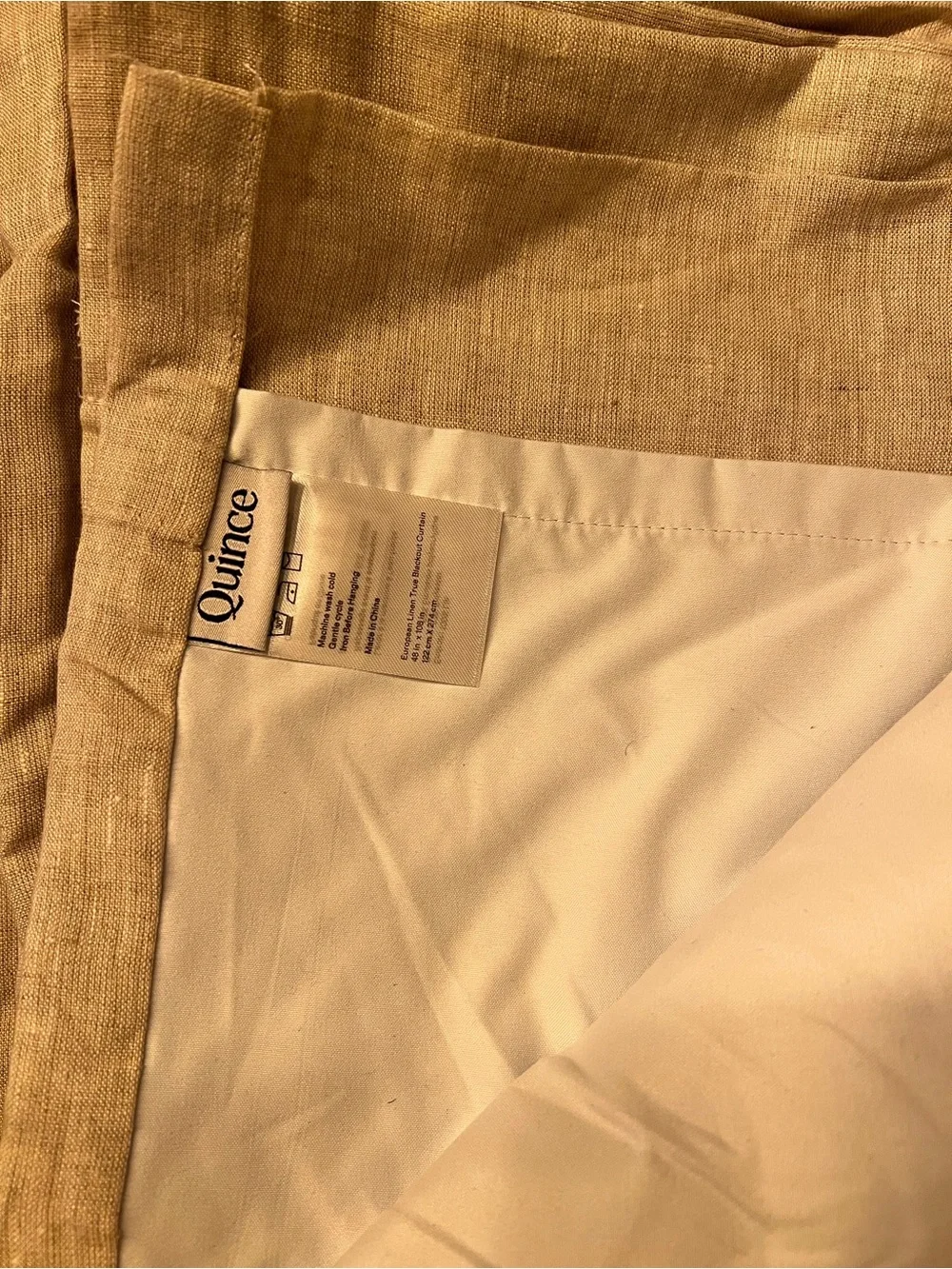 Quince European Linen True Blackout Curtain Panel in Flax